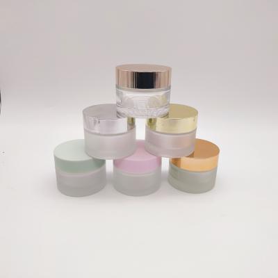 China 2021 Hot Sale High Quality Cosmetic Package 30g 50g Cosmetic Packaging Frosted Glass Jar For Face Cream for sale