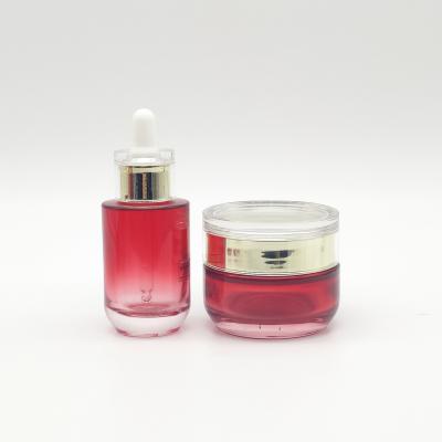 China Personal Care Cosmetic Glass Dropper Bottle And Glass Cream Jar Cosmetic Packaging for sale