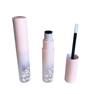 China Recyclable Free Sample Custom Logo Pink Cylinder Empty Clear Lip Gloss Cosmetic Packaging for sale