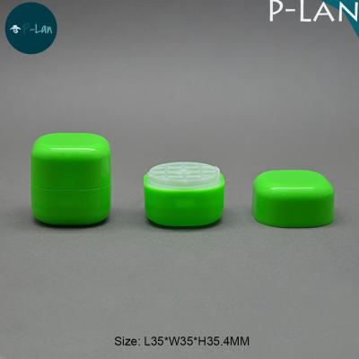 China Green Color Recyclable Latest Square Plastic Lip Balm Container for sale