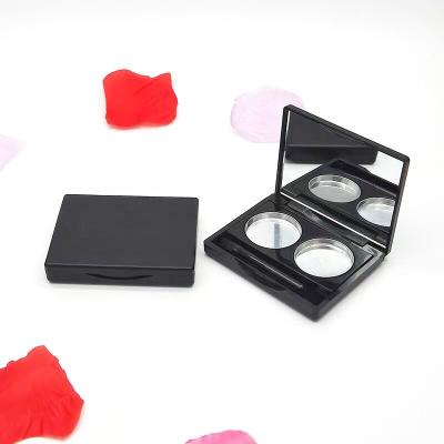 China Recyclable Stock Custom Color 2 Square Private Label Empty Eyeshadow Palette Packaging Box With Brush for sale