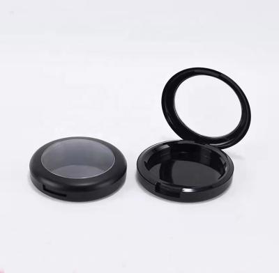 China Stock MOQ 100PCS Matte Black D59MM Recyclable Empty Eyeshadow Cosmetic Tube Plan Logo Makeup Compact Powder Case Custom Made With Window for sale