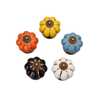 China Contemporary Wholesale Vintage India Small Pumpkin Ceramic Cabinet Knobs For Drawer for sale