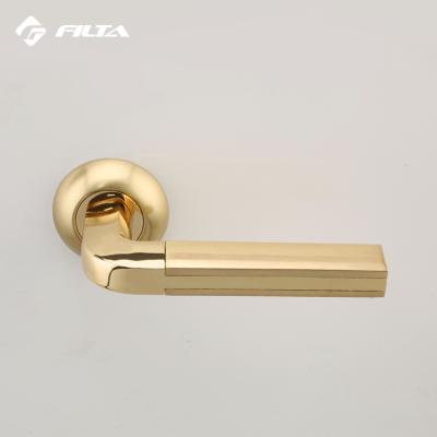 China Simple High Quality Double Color Zinc Door Hardware Modern Door Handle On Rose for sale