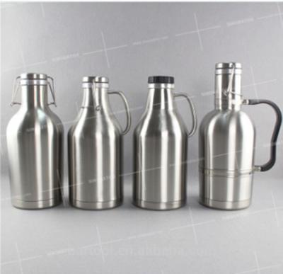 China 64 Oz Double Wall Beer Growler Bottles Stainless Steel Growler With Handle for sale