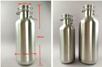 China 32 Oz Flip Top Custom Printed Beer Growlers Bottle Stainless Steel Silk Screen for sale