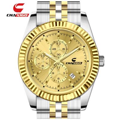 China Luxury automatic men's wrist watch stainless steel calendar chaxigo full quartz designer non-mechanical waterproof men's watch from China for sale