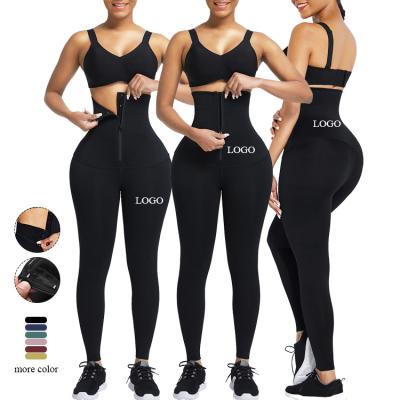 China New Logo Adjustable Hooks And Zipper Women's Custom Trainer Antibacterial High Waist Leggings Fitness Wear Yoga Pants for sale