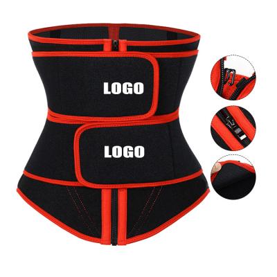 China Custom Logo Compression Workout Waist Trimmer Antibacterial Slimming Belt Neoprene Sauna Sweat Double Hot Waist Trainer Shaper for sale