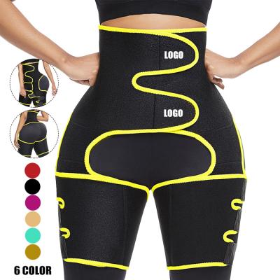 China Breathable Workout Hot Sauna Sweat Shaper Compression Elasticity High Waist Waist Trimmer Lose Weight Abdomen Neoprene Booty Thigh Shaper for sale