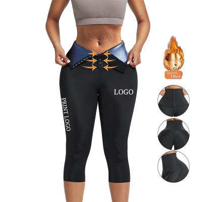 China Women Sustainable Summer Wear Neoprene Fat Belly Sauna Sweat Waist Trainer Leggings High Waist Jogging Yoga Pants for sale