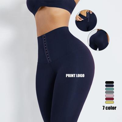 China Custom Logo Breathable Compression Elasticity High Waist Tummy Control Women High Waist Butt Lifter Yoga Pants Waist Trainer Leggings for sale