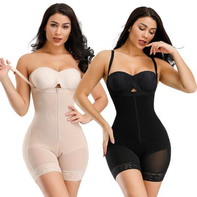 China Adjustable Hooks And Zipper Body Shaper Antibacterial Slim Double Waist High Control Slimming Full Body Shapewear For Women for sale