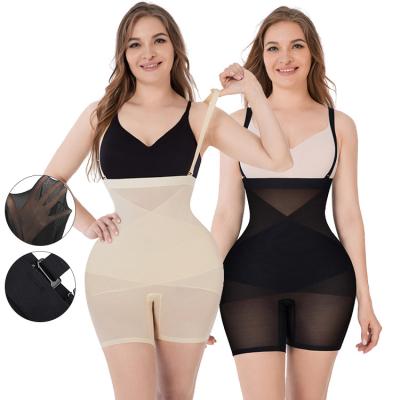 China Antibacterial Summer Mesh Full Body Shaper High Waist Tummy Control Trimmer Shapewear Breathable Jumpsuit for sale