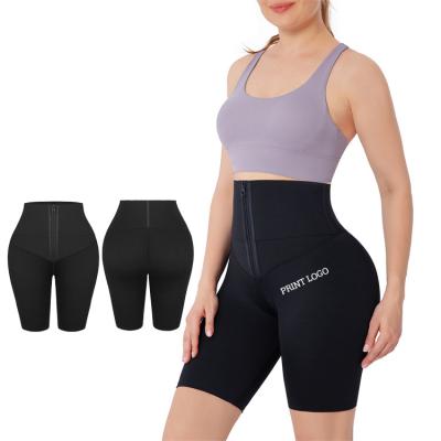 China New Arrivals Front Tummy Control Gym Fitness Antibacterial Zipper Wear High Waist Yoga Shorts Leggings for sale