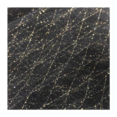 China 100% pure nylon gold thread rhombus mesh fabric for bow decoration dress costume gift-package for sale