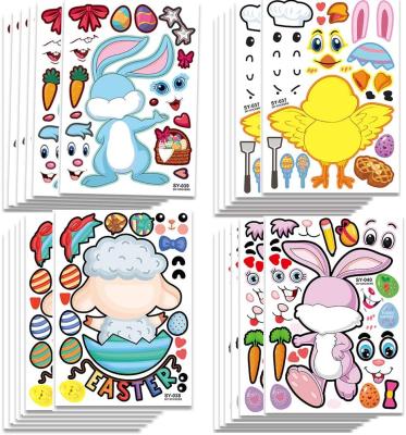 China Easy to Play - 24pcs Easter Make-a-Face Non-Toxic Stickers Make Your Own Easter Bunny/Chick/Lamb Easter Pops for Kids Boys Girls Gift Supplies for sale