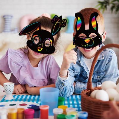 China Home Scratch Art Paper Crafts Decoration 9pcs Festival Easter For Kids Bunny Chick Rainbow Scratch Art For Kids Teen DIY Classroom Crafts Crafts for sale