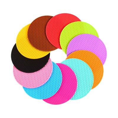 China Sustainable Colored Silicone Cup Place Mat Table Mat Anti-Skid Coffee Coaster Cushion Pad Set Of 11 for sale