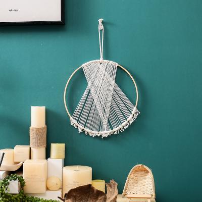 China 100% Handmade Round Walls Art Handmade Nursery Home Decor Cotton Yarn Boho Woven Wall Hanging Tapestry Macrame for sale