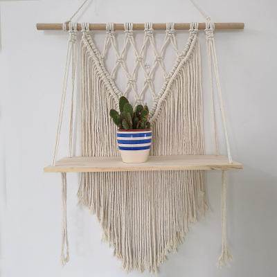 China Homeware Macrame Wall Hanging Shelf Wall Decor, Hand & Woven Plant Flower Hanger Pot Hanging Rack for sale