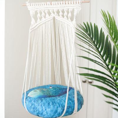 China Boho Boho Modern Chic Macrame Cat Hammock Swing Bed for Cat Dog, Macrame Wall Hanging Pet Hammock for sale