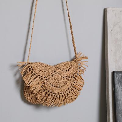 China Wholesale Bohemian Handwoven Paper Straw Bag Summer Beach Bali Crossbody Bag for sale