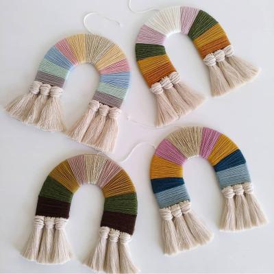 China Rope Art Decor, Rainbow Handmade Wall Hanging Piece New Housewares INS Cotton Macrame Hanging Decoration for sale