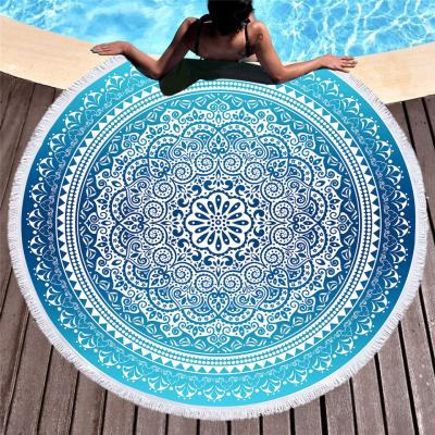 China Disposable Mandala Round Beach Towels With Tassel Round Feather Sunblock Covering Yoga Mat 59inch for sale