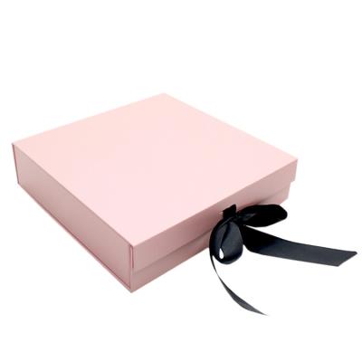 China Recyclable Customized Ribbon Sealed Clothes Folding Box Foldable Dress Clothes Gift Box for sale