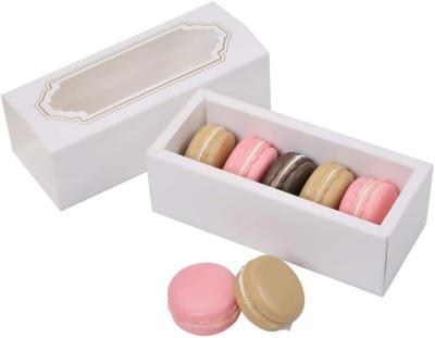 China Macarons Disposable Packaging Paper Favor Boxes Macaron Box With Pet Lid Window for sale