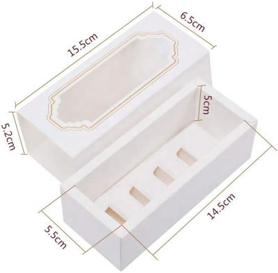 China Disposable Printed Drawer Cake Box Macaron Snacks Packaging Boxes With Transparent Window for sale