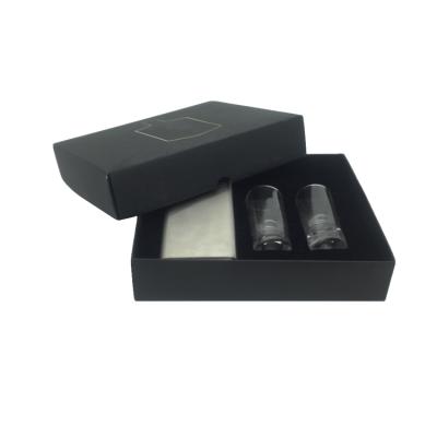 China Disposable Custom Glass Black Packaging Box With Top And Bottom Lid Wine Box for sale