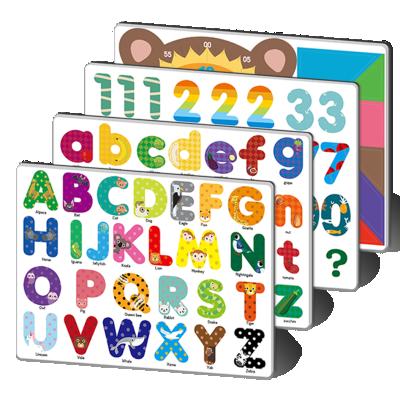 China Kids Learning Letters and Numbers Wholesale - 94 Magnet Montessori Educational Toy Learning Set for Kid Alphabet Math Clock Tangram for sale