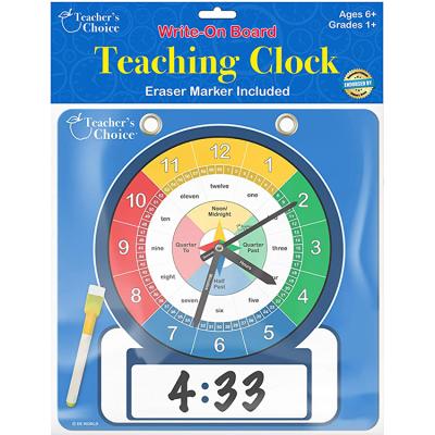 China Eco-Friendly Material Customize Programmable Learning Time Clock Homeschool Large Dry Classroom Teaching Time Erase Educational Clock Kids Toys for sale