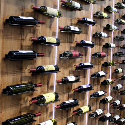 China Sustainable Modern Wall Mounted Wine Racks Wine Display Rack Bottle Shelf Single Layer Metal for sale