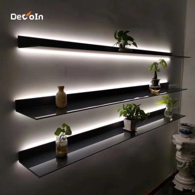 China Length One Color Can Be Custom Wall Mounted Led Storage Rack Minimalism Home Decoration Led Storage Shelf L Shape Aluminum Storage Shelves for sale