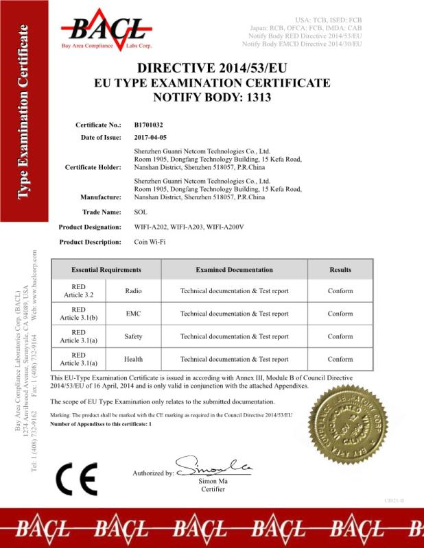 CE - Shenzhen Guanri Netcom Technologies Co., Ltd.