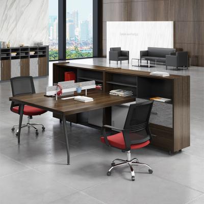 China Modern Commercial Office Furniture 2 Seats Compartment Staff Computer Desk Divide Modern Modular Office Workstation With Cabinets for sale