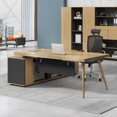 China Modern Commercial Expandable Wooden Executive Office Desk Curved Table Boss Manager Executive Office Desk Furniture for sale