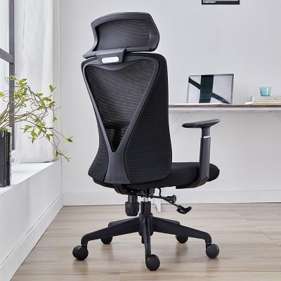 China Modern Adjustable Executive Office Chair High Back (Waist) Ergonomic Mesh Swivel Office Furniture Chair with Headrest for sale