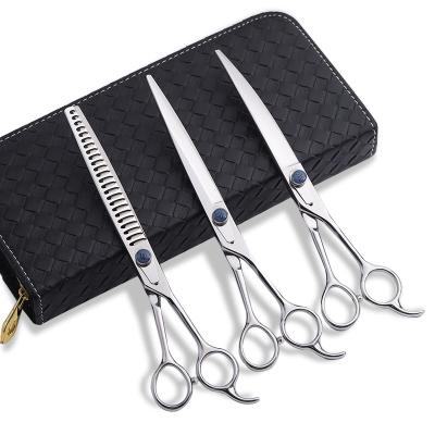 China Dogs ; Professional Cats 440C Stainless Steel Pet Scissors Dog Grooming Barber 8.0 Inch Pet Cutting Scissor Hairdresser for sale