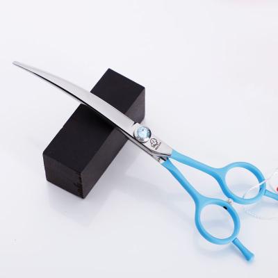 中国 Dogs 6.5 Inch JP440c Stainless Steel Paint Handle Elastic Pet Curved Scissors Professional Dog Grooming Scissors 販売のため