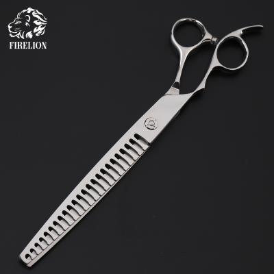 China FIRELION Dogs 8.0 Inch High Quality Left Hand Pet Grooming Shears Shark Tooth Thinning Chunker Scissors for sale