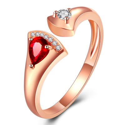 China Special Gemstone Gold Jewelry , Open Ruby Diamond Ring With Luxury Micro Pave Diamonds for sale