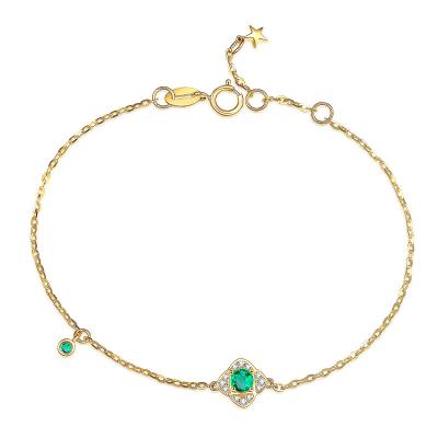 China Emerald Diamond Bracelet Yellow Gold For Women Micro Pave Diamonds for sale