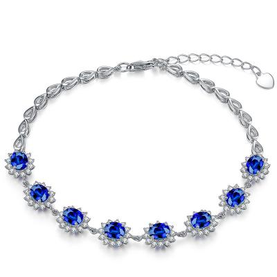 China Affordable Gemstone Gold Jewelry Blue Sapphire Bracelet White Gold With Diamonds for sale