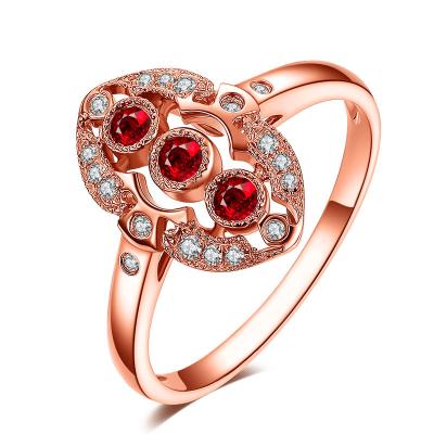 China Fine Jewelry Ruby Diamond Ring In Solid 18Kt Rose Gold for Women Loving Gift for sale