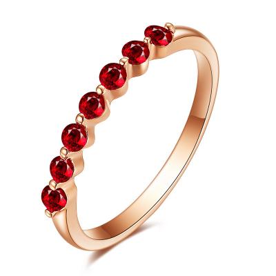 China Round Rose Gold Ruby And Diamond Anniversary / Engagement Ring for sale