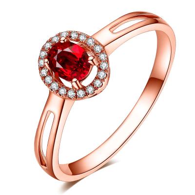 China Oval Ruby Engagement Rings Rose Gold For Women Anniversary Gift for sale